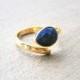 Lapislazuli Ring blau vergoldeter Tropfen Solitärring Lapis Lazuli
