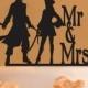 Pirates wedding cake topper - Custom Mr. and Mrs. Wedding Cake Topper - Pirate cake topper - Woman pirate topper - Mr. & Mrs. pirate topper