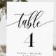 Modern Calligraphy Table Number Card Template, Minimalist Wedding Table Number, Editable, INSTANT DOWNLOAD, Templett, DIY 4x6 #008-162TC