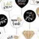 Bridal Shower Printable Photo Booth Props - INSTANT DOWNLOAD - Gold Black and White - 12 Bachelorette Party Signs - Hen Party