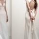 Minimal Square Neck Front Slit Sleeveless Wedding Dress Simple Elegant