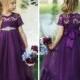 Lace Flower girl dress, Eggplant Rustic flower girl dress, Purple dress, Flower girl dresses, Bohemian flower girl dress, Purple lace dress