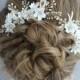 White Flower Gold Leaf Wedding Comb,Bridal Comb, Rhinestone, Wedding Hair Accessory, Bridal Hair Accessory, Bridal Hair Comb, Flower Comb