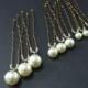 Pearl Wedding hairpins or bobbypins, Set of Swarovski pearls for Brides or Bridesmaids, Hairpins for long hair, Bobby pins for short hair,