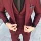 Men Suits Maroon 3 Piece Formal Fashion Slim Fit Elegant Wedding Suit Party Wear Dinner Bespoke For Men