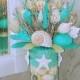 Seashell Bouquet with Glass Stand in 6 Colors & 2 Sizes