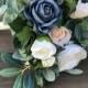Wedding Bouquet Dusty Blue & Ivory Bridal Bouquet Mixed with Eucalyptus (medium)