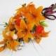 Orange Tiger Lily Bouquet, Orange Tiger Lily Arm Bouquet, Orange Lily Upright Bouquet, Orange Wedding Bouquet