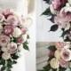 Ballet, Light Wine & Ivory Cottage Rose Sola Flower Bridal Cluster Cascade Bouquet ~ Sola Flower Bouquet, Sola Wood Bouquet