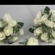 Artificial wedding bouquets flowers sets ivory with gypsophila