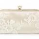Alencon Lace Photo Clutch in Ivory and Champagne, Personalized Wedding gift for Mother of the Bride of the Groom and Bridesmaids