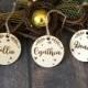 Winter wedding Christmas Gift Tags Ornament, Custom Wood Laser cut guest names Place setting ornament favours wood Table wedding place cards