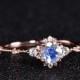Dainty Rose Gold Moonstone Engagement Ring CZ Diamond Minimalist Women Wedding Ring Sterling Silver 14k Bridal Promise Anniversary Gift
