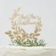 Custom  Wreath Wedding Cake Topper, Custom Calligraphy Mr and Mrs Wedding Cake Topper Gold Personalized Cake Topper