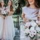 Rose Gold Sequin Tulle Bridesmaid Separates, Biscuit Blush Waterfall Bridesmaids Tulle Skirts with "Confetti" Rose Gold Sequin Top Plus Size