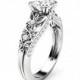 Unique Diamond White Gold Engagement Ring Filigree Art Deco Ring Laboratory Diamond Engagement Ring