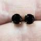 14Kt Yellow Gold Genuine Black Onyx Round Stud Earrings Dainty Gift For Her Bridesmaid Bridal Wedding Jewelry