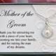 Mother of the Groom necklace gift from Bride  Sterling silver infinity necklace Swarovski crystal pearl Thank you gift for groom's mother