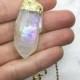 Angel aura spirit quartz, Spirit quartz pendant necklace gold, Raw aura quartz crystal necklace, Angel aura crystal point necklace