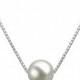 7-11.5mm AAAA White Freshwater Pearl Pendant Necklace 16"/18" Silver Chain Freshwater Necklace Pendant Floating White Pearl Pendant