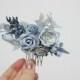 Dusty blue white hair comb Flower hairpiece  Floral headpiece Bridal flowers Flower accessories Bridesmaid comb Pale blue wedding