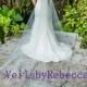 Ready to Ship Lace Bottom Veil-1 tier lace bottom cathedral veil,stock cathedral lace wedding veil V638B