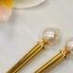 Gold Pearl Hair Sticks Pearl Bridal Hair Pins, Pearl Wedding Hair Stick Swarovski crystal hair stick, luxury pearl hair jewelry