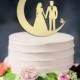 Moon and Stars Cake Topper, Wedding Cake Topper, Couple silhouette, Moon cake topper, Custom Cake Topper