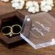 Hexagon Ring Box with Clear Acrylic Lid & Wood Base - Engraved Modern Wedding Ring Bearer Box, Engagement Proposal Ring Storage, Ring Dish