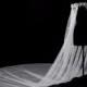 Wedding Cape Veil Bridal Shoulder Veil White/Ivory Tulle Long Cape Cloak Shawl with lace Wraps jacket