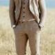 Men Linen Suits, Men Suits, Brown 3 Piece Linen Suits, Two Button Linen Suits, Wedding Groom Wear, Summer Suits, Beach Suits,