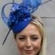 Royal Blue Rose Flower Feather Pillbox Hat Hair Fascinator Races Wedding 5712