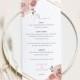 Wedding Menu Template, Dusky Pink Floral, Wedding Table Menu Card, Printable, Editable, Templett INSTANT Download