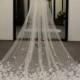Chapel Wedding Veil with Petals -Bridal Veil,Veil,Floral Veil,Wedding Veil with comb-White Wedding veil with petals In white.Ivory or white