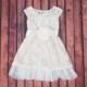 Ivory Lace Flower Girl Dress, Cream Tulle Wedding Gown, Barn Wedding, Rustic Wedding Decor