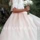 Beautiful Boho Style Bridal Flower Girl Dress Lace Crop Top and Long Layered Princess Tulle Skirt - Apricot Champagne