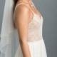 Soft 2 layers Drop bridal Veil with pearls, Wedding veil with a delicate pencil-style and pearls edge, Soft pearl Bridal Veil