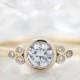Bezel Set Diamond Setting Moissanite Center Engagement Ring - Audrey