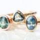 Teal sapphire ring, bicolor sapphire engagement, 14k rose gold, parti sapphire, mermaid, modern bride, September birthstone - Delphine