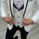 Men Suits ~ Wedding Suit ~ 3 Piece Suits ~ Prom Suits, Slim fit Shawl Lapel one Button Tuxedo, White Slim Fit Shawl Lapel Tuxedo