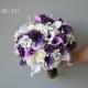 Lilac Purple Wedding Bouquets, Faux Real Touch Calla Lilies, Roses, Silk Lilacs, Bridesmaids Bouquets, Boutonieres