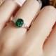 Oval emerald ring, 2 Carats 6*8 mm Oval Cut Three Stone Style Emerald Engagement Ring, May Birthstone Promise Ring, Green Gemstone Ring
