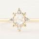 0.41ct Rose cut diamond halo ring, Rose cut diamond engagement ring, Low profile engagement ring, Diamond halo engagement ring, 14k gold
