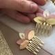Golden floral hair comb, bridal accessory, wedding witness gifts, custom wedding outfit jewelry