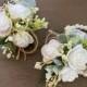 Boho rose corsage with pearl wristlet, wrist corsage, pin on corsage, mother of the bride or groom flowers