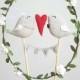 Full of Love Bride and Groom Birds Wedding Cake Topper - Wedding Birds Cake Topper With Garland Love - Birds Cake Topper with Wreath