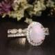Natural Australian White Opal Bridal Set 2pcs Art Deco Ring Gold Ring Opal Engagement Ring Diamond Moissanite Halo Birthstone Ring Stacking
