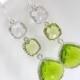 Green Earrings, Apple Green Mint Light Green, Glass Clear, Silver, Bridesmaid Jewelry, Bridesmaid Earrings, Bridal Jewelry, Bridesmaid Gift