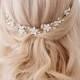 Wedding Hair Clip, Wedding Hair Accessories, Bridal Comb Crystal, Pearl & Floral Bridal Clip, Bridal Hair Piece,Bride Hair Accessories