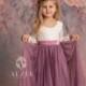 Mauve, Dusty Mauve, Purple Mauve Tulle Lace Top Scalloped Edges Back Party Flower Girl Dress